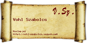 Vohl Szabolcs névjegykártya